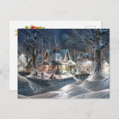 クリスマス雪バックグランドホリデーポストカード シーズンポストカード (正面/裏面)