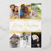 クリスマス雪ファンシー片モダンコラージュ6枚の写真 箔シーズンカード (正面)