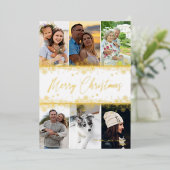 クリスマス雪ファンシー片モダンコラージュ6枚の写真 箔シーズンカード (立ち正面)