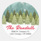 クリスマス雪封筒用シールラウンドステッカー ラウンドシール (正面)