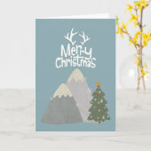 クリスマス雪山 カード (黄色い花)