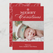 クリスマス雪片 |赤 シーズンカード (正面/裏面)