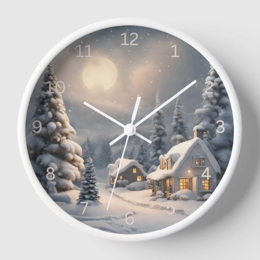 クリスマス雪 壁時計 (正面)