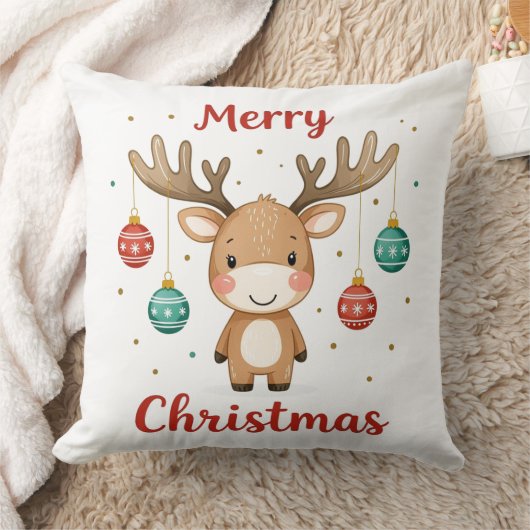 クリスマス電球のヘラジカ クッション (ブランケット)
