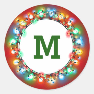 クリスマス電球のモノグラムリングや輪 ラウンドシール