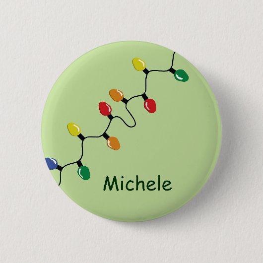 クリスマス電球の文字列（名前あり） 缶バッジ (正面)