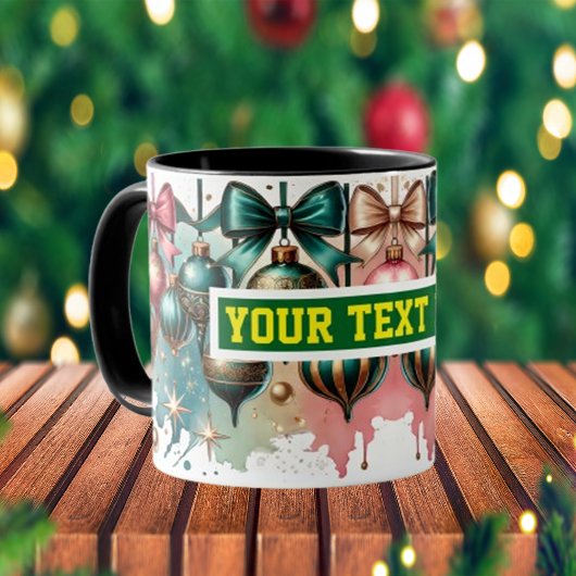 クリスマス電球の水彩コーヒーマグ マグカップ