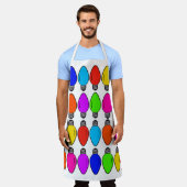 クリスマス電球パターン エプロン (着用した状態)