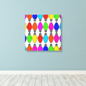 クリスマス電球パターン キャンバスプリント (インサイチュ (ウッドフロア))