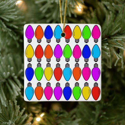クリスマス電球パターン セラミックオーナメント (ツリー)