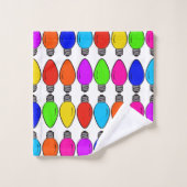 クリスマス電球パターン バスタオルセット (ウォッシュタオル)