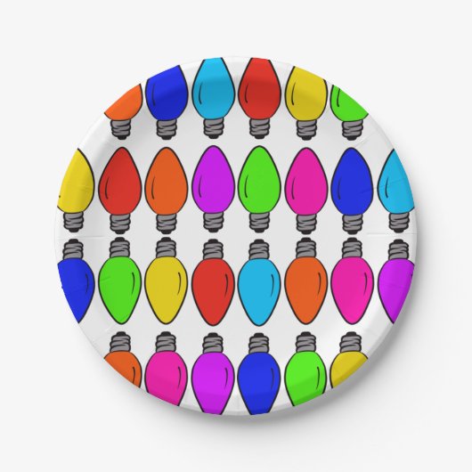 クリスマス電球パターン ペーパープレート (正面)