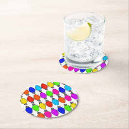 クリスマス電球パターン ラウンドペーパーコースター