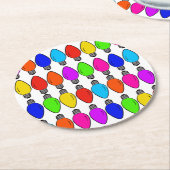 クリスマス電球パターン ラウンドペーパーコースター (アングル)