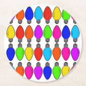 クリスマス電球パターン ラウンドペーパーコースター (正面)