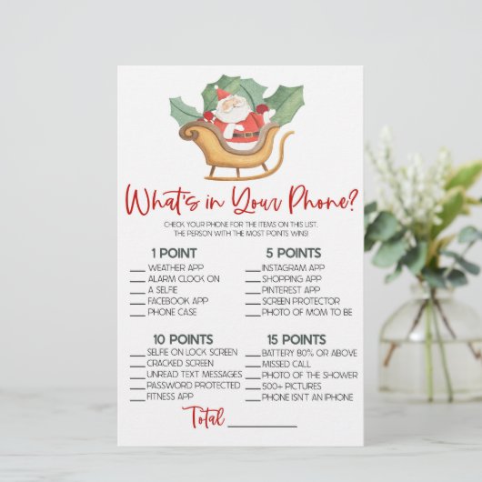 クリスマス電話の赤ちゃんシャワーゲームの内容 便箋 (スタンド正面)