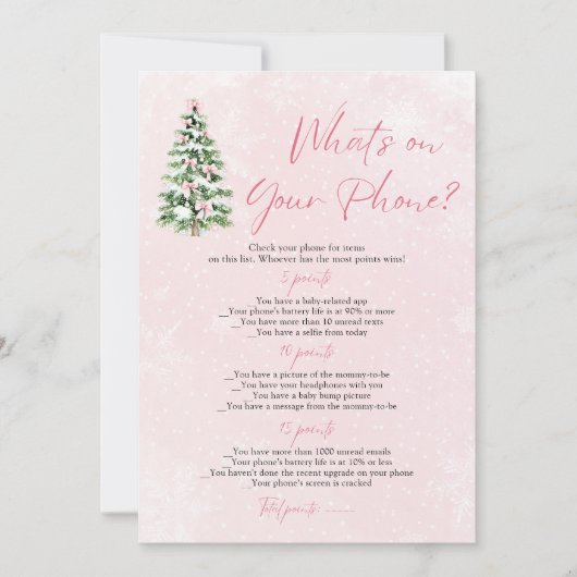 クリスマス電話の赤ちゃんシャワーゲームの内容 招待状 (正面)