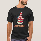 クリスマス電飾の中のサンタの人差し指 Tシャツ (正面)