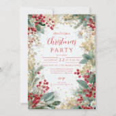 クリスマス霜の松と金ゴールド 招待状 (正面)