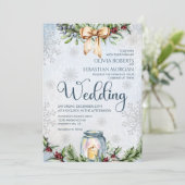 クリスマス霜の降りたの雪の冬の結婚式 招待状 (スタンド正面)