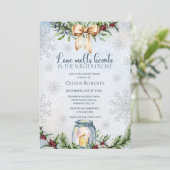 クリスマス霜の降りた雪の冬のブライダルシャワー 招待状 (スタンド正面)