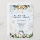 クリスマス霜の降りた雪の冬のブライダルシャワー 招待状 (正面)