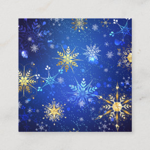 クリスマス青の背景(金色の雪片付き) コーリングカード
