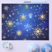 クリスマス青の背景(金色の雪片付き) チラシ (シングル)