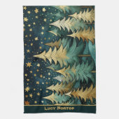 クリスマス静かの聖なる星の夜 キッチンタオル (縦)