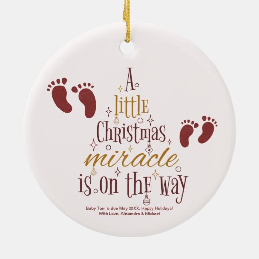 クリスマス静か妊娠の夜 セラミックオーナメント (裏面)