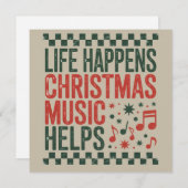 クリスマス音楽で気分転換 面白いレトロな感じ シーズンカード (正面/裏面)