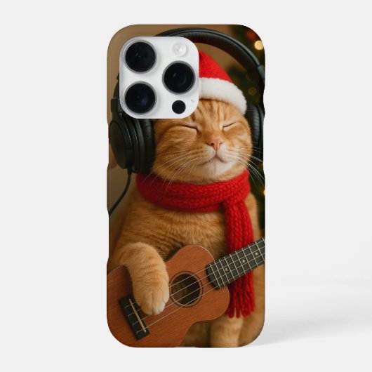 クリスマス音楽を演奏する猫のiPhone 16 Proケース iPhoneケース (裏面)