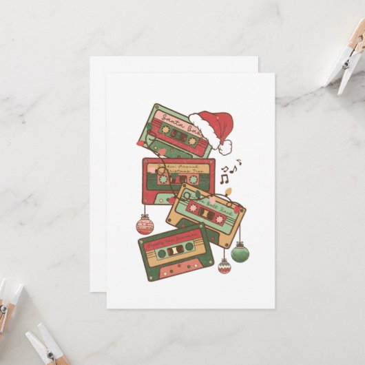 クリスマス音楽カセットテープ 招待状 (正面/裏面インサイチュ)