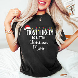 クリスマス音楽聞家族グループに最も可能性が高い Tシャツ