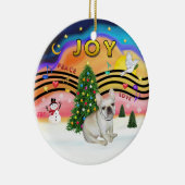 クリスマス音楽2フランスの - Bulldog (fawn) セラミックオーナメント (右)