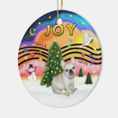 クリスマス音楽2フランスの - Bulldog (fawn) セラミックオーナメント (左)