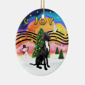 クリスマス音楽2 - Great Dane (黒 – 自然) セラミックオーナメント (右)