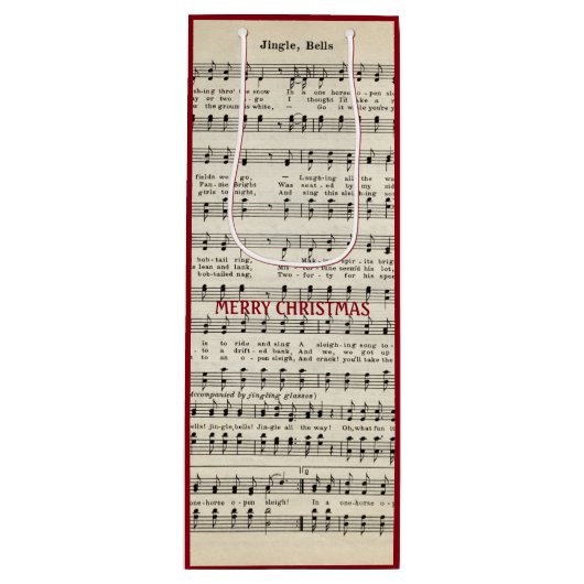 クリスマス音楽、ジングルベルのギフトバッグ ワインギフトバッグ (正面)