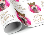 クリスマス顔フォトカスタムギフトラップ ラッピングペーパー (ロールコーナー)