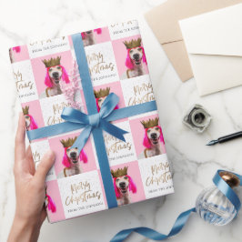 クリスマス顔フォトカスタムギフトラップ ラッピングペーパー