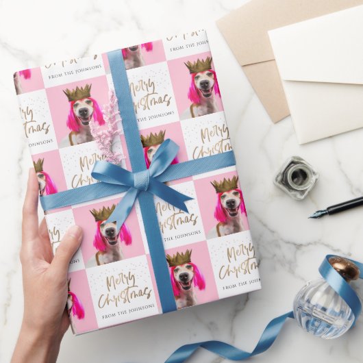 クリスマス顔フォトカスタムギフトラップ ラッピングペーパー (ギフト)