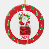クリスマス顔マスクサンタかわいい2020 セラミックオーナメント (正面)