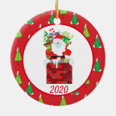 クリスマス顔マスクサンタかわいい2020 セラミックオーナメント (裏面)