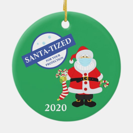 クリスマス顔マスクサンタタイズおもしろい セラミックオーナメント (裏面)