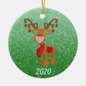 クリスマス顔マスクルドルフトナカイ2020 セラミックオーナメント (正面)
