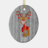クリスマス顔マスクルドルフReindeer 2020ウッド セラミックオーナメント (右)