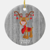 クリスマス顔マスクルドルフReindeer 2020ウッド セラミックオーナメント (裏面)