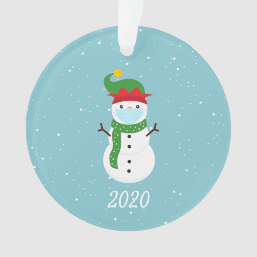 クリスマス顔マスク雪だるま2020検疫 オーナメント (正面)