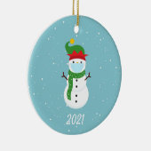 クリスマス顔マスク雪だるま2021 セラミックオーナメント (右)