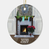 クリスマス顔マスクFireplace Covid おもしろい 2020 セラミックオーナメント (左)
